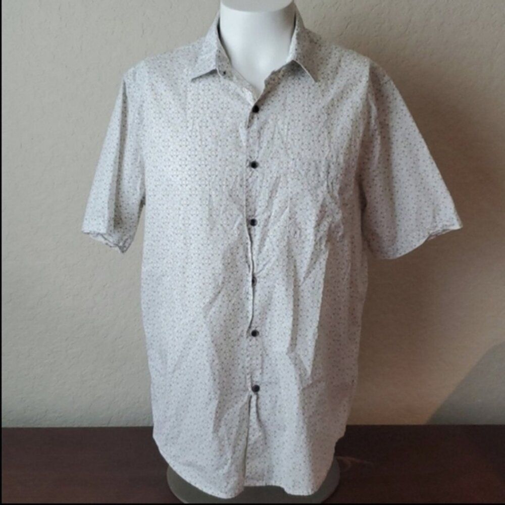 Tasso Elba Men's Geometric Shirt - Short Sleeve 100% Cotton Button Up (Size L)
